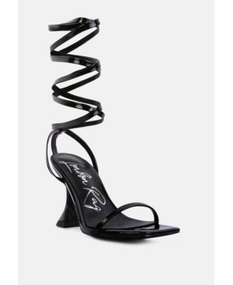 Women's Lewk Strappy Tie Up Spool Heel Sandals