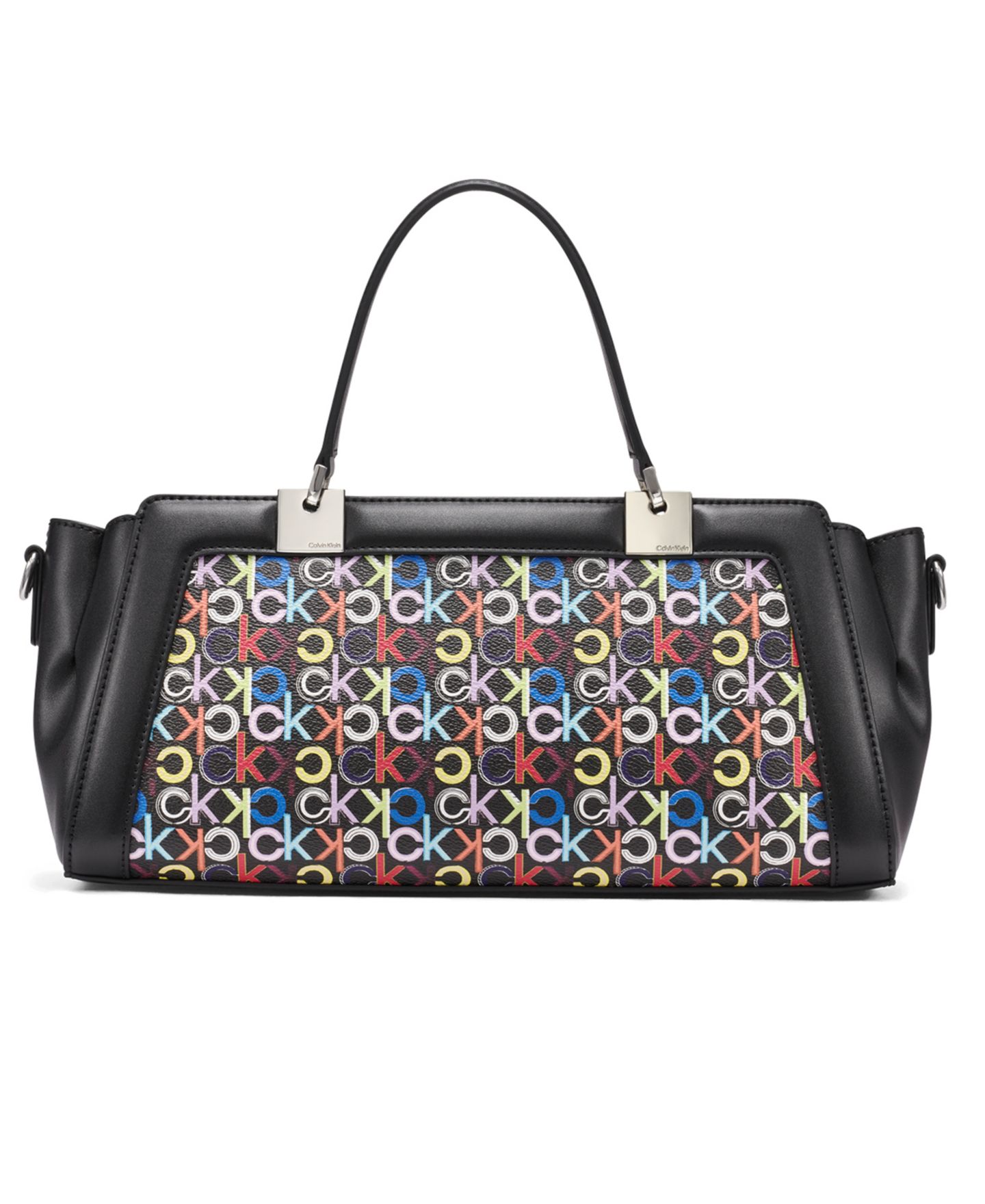 Женская сумка Calvin Klein Jean Signature Top Zipper Satchel with Removable Hangoff, цвет: Чёрный разноцветный — фото 2