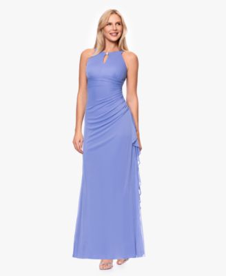 Betsy & Adam Petite Ruched Embellished Gown