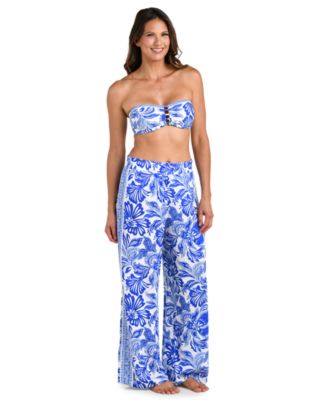 Women's Botanical Brocade Wide Leg Cover-Up Swim Pants