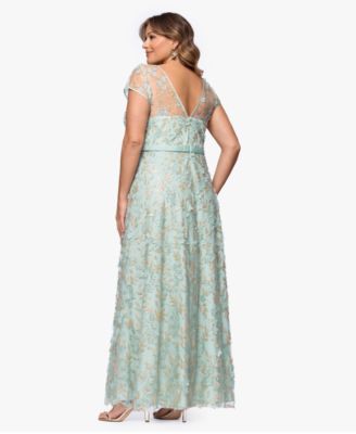 Plus Size Embellished 3D Flower Ball Gown