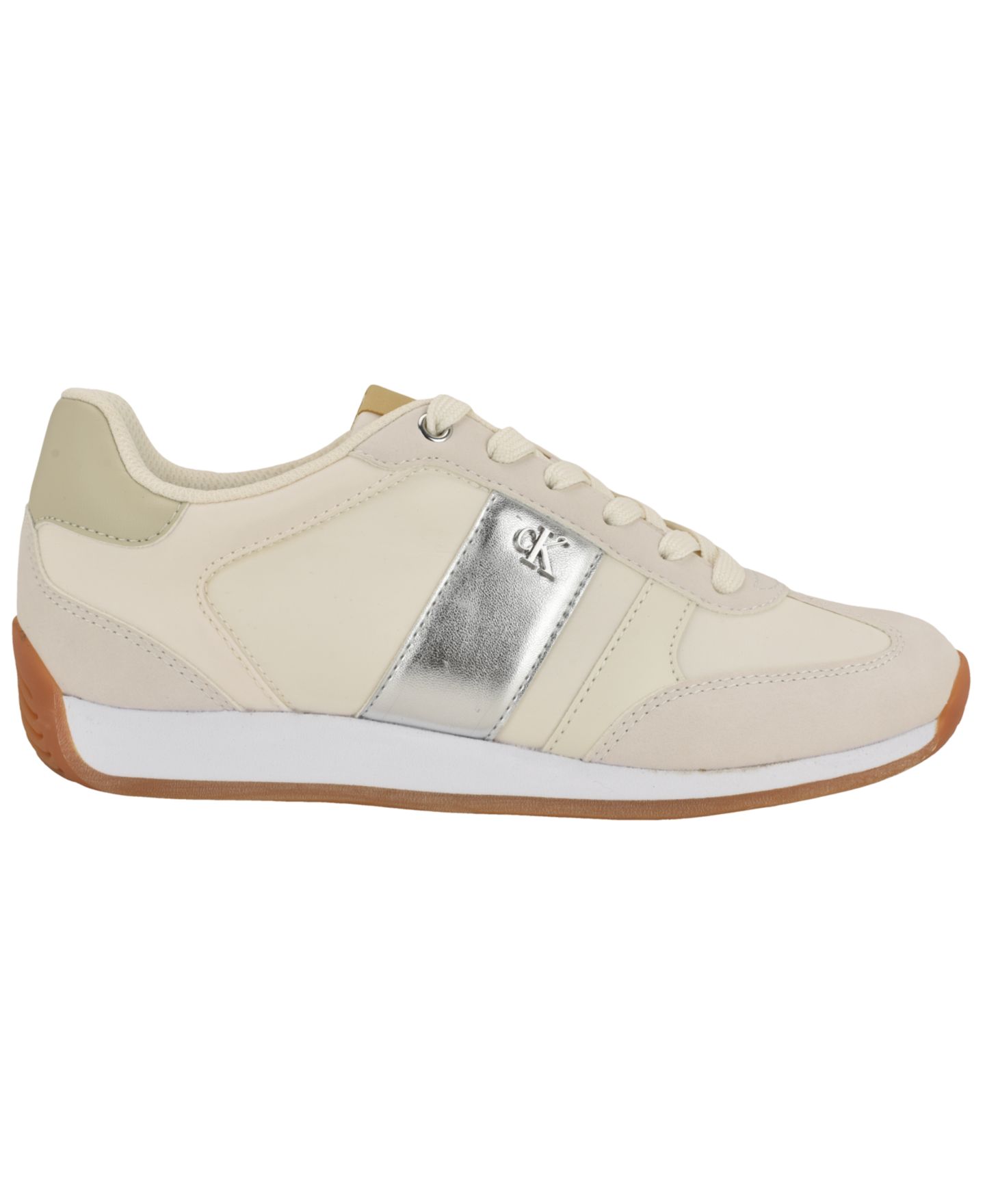 Женские кроссовки Calvin Klein Anora Retro Lace-Up, цвет: Бежевый / Серебряный — фото 2