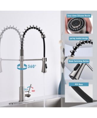 Kitchen Faucet, with Pull Down, Sprayer Single Hole Stainless Steel Sink Faucet, for Farmhouses, RV, Laundry Room, Outdoor, and Campers