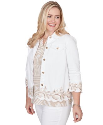 Petite Natural WonderLeaf Embroidered Shirt Jacket
