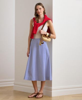 Petite Noldin Striped Paneled Broadcloth Skirt