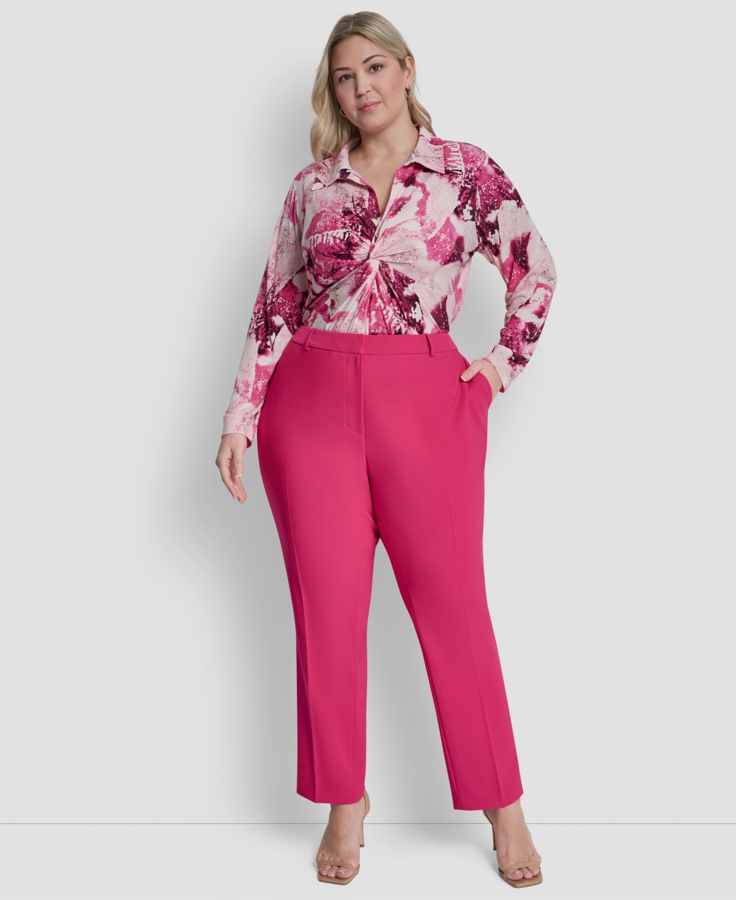 Женские брюки DKNY Plus Size Essex Ankle, цвет: Розовый — фото 2