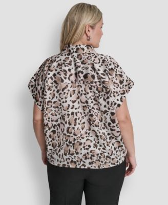 Plus Size Printed Camp Shirt
