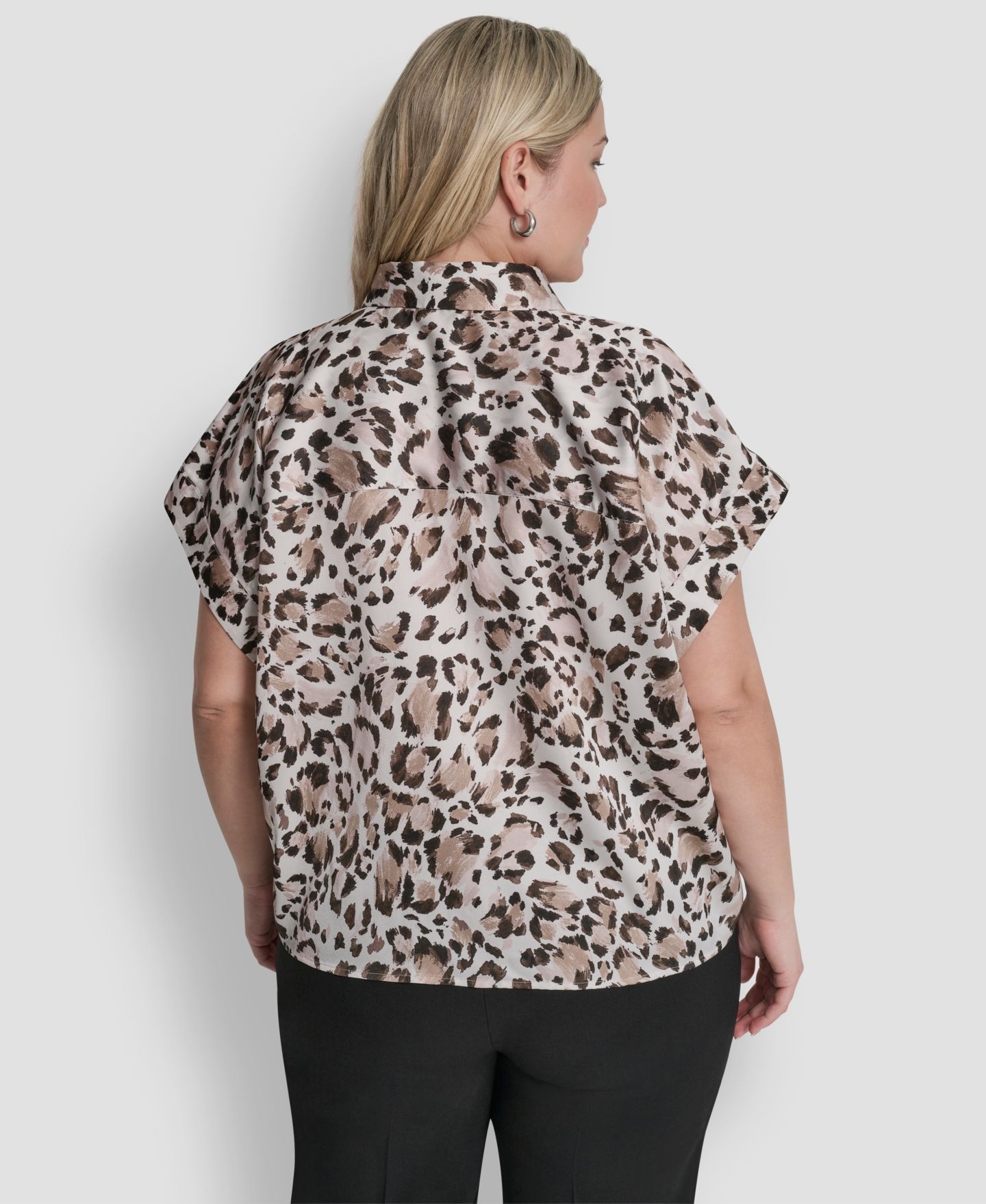 Женская рубашка DKNY Plus Size Printed Camp, цвет: Слоновая кость — фото 5