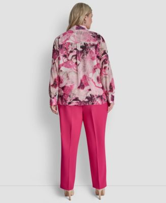 Plus Size Printed Button-Front Top