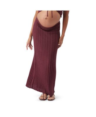 Maternity Ripe Charli Rib Knit Skirt Maroon