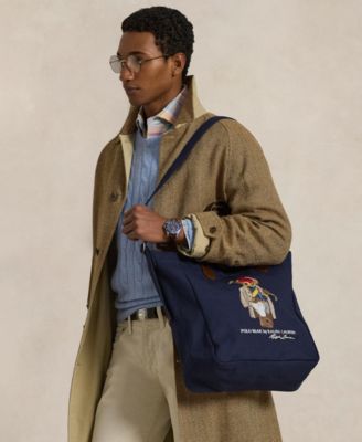 Men's Bear Canvas Shopper Tote Bag