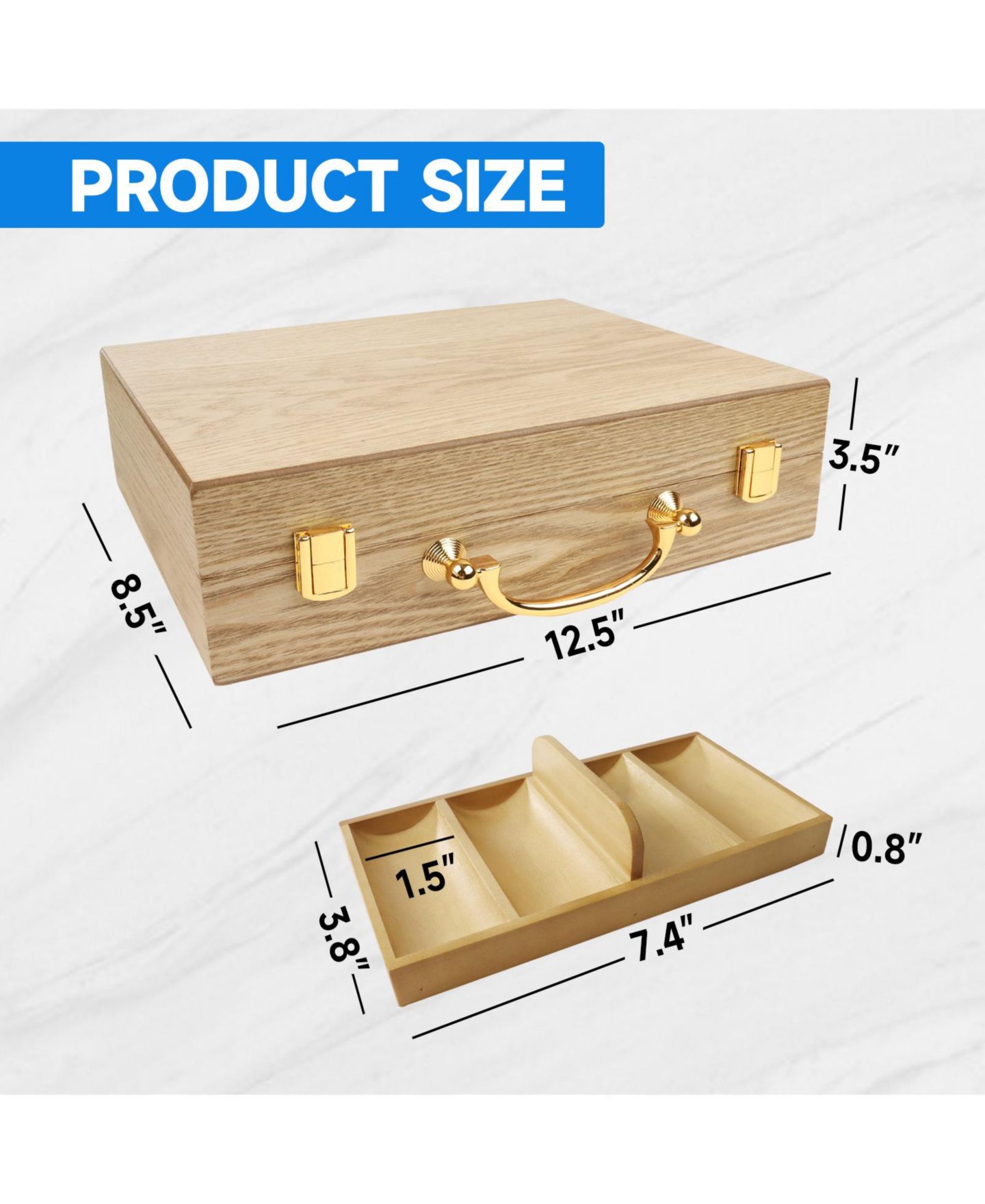 Детские игрушки GSE Games & Sports Expert Casino Deluxe 300-Piece Wooden Poker Chip Case with Wooden Chip Trays, от 14 лет, цвет: Дубовый — фото 2