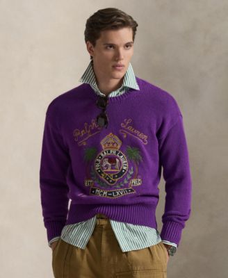 Men's Crewneck Embroidered Knit Sweater