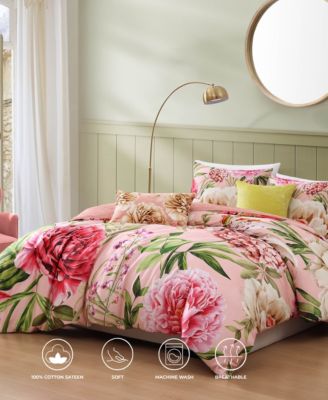 Spring Forever Bedding 100% Cotton Sateen 5 Piece King Size Reversible Comforter Set