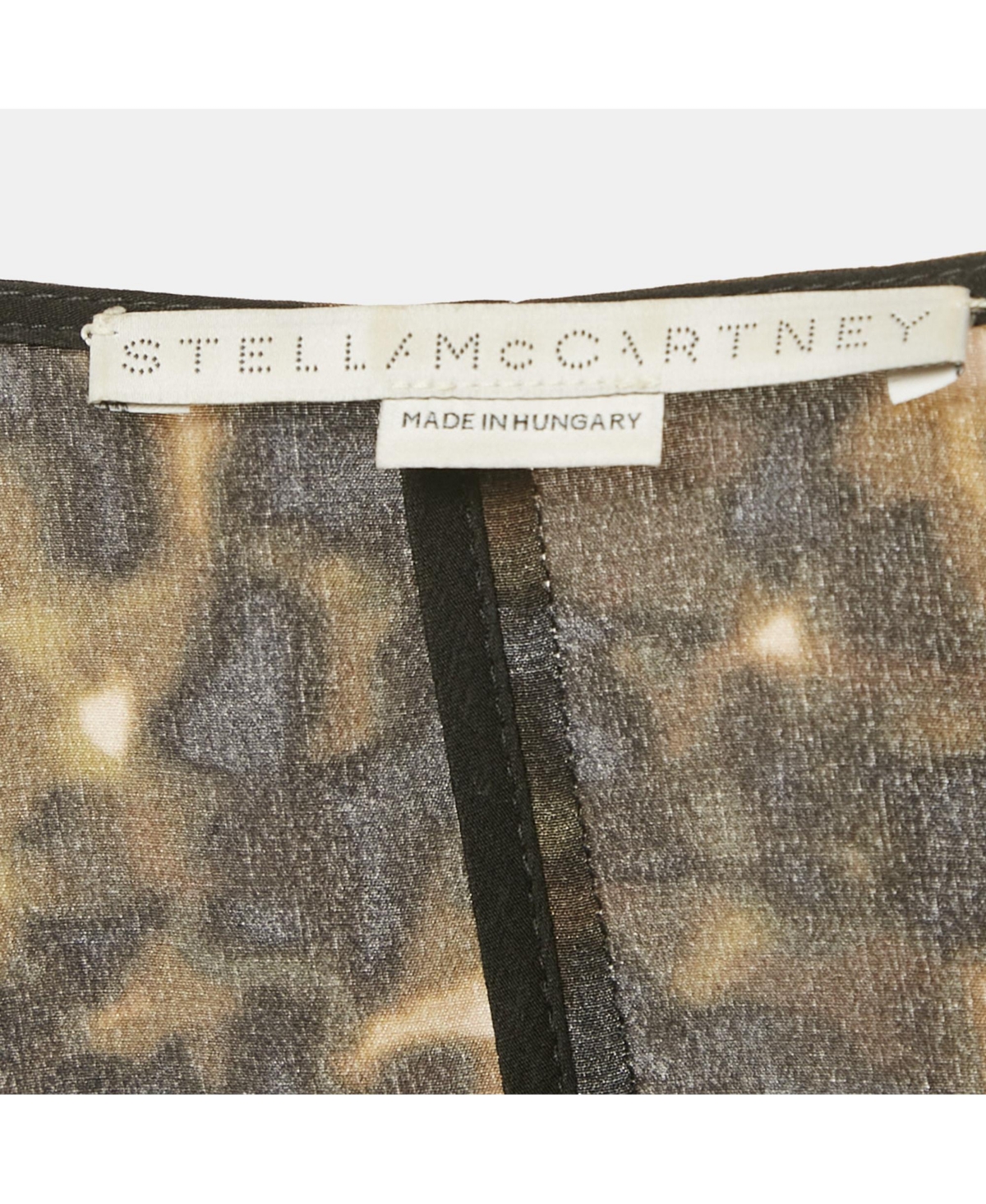 Pre-Owned Stella Mccartney Women's Green Abstract Print Silk Flare Dress