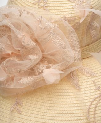 Butterfly Sheer Overlay Widebrim Hat