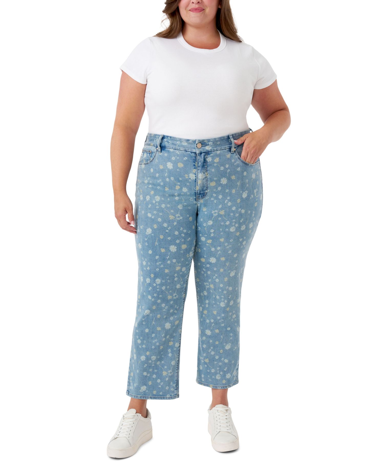 Plus Size Tummyless Ankle Straight Jeans