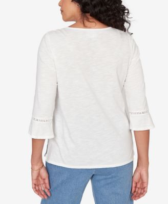 Petite Austin Embroidered Butterfly Crew Neck Knit Top