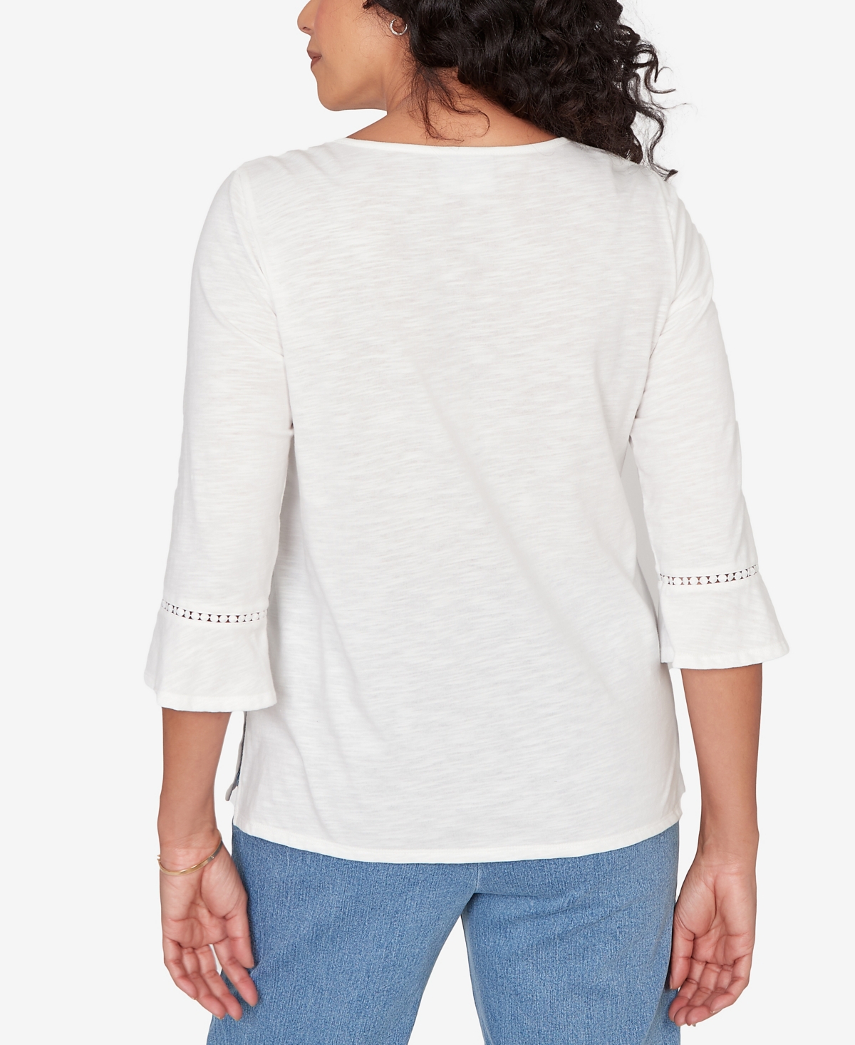Alfred Dunner Petite Austin Embroidered Butterfly Crew Neck Knit Top