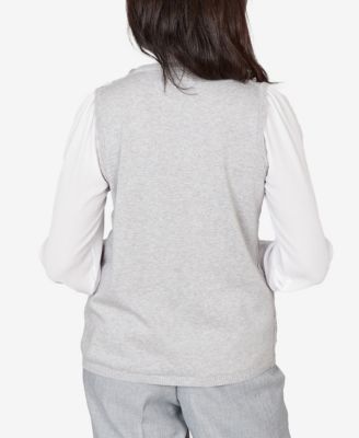 Petite Al Fresco Pointelle Mother of Pearl Lace Two In One Sweater