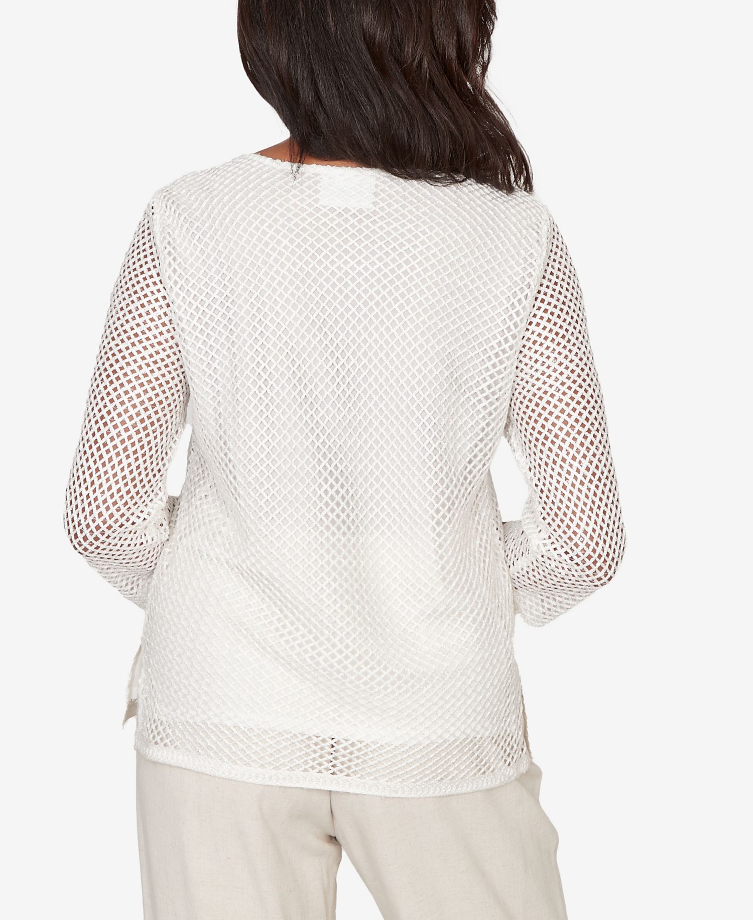 Petite Natural Wonder Sequin Mesh Flower Top