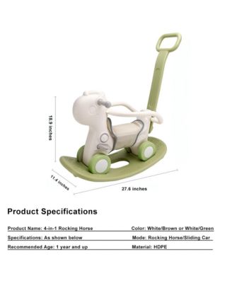 4-in-1 Musical Rocking Horse for Toddlers, Converts to Ride-On Toy, Walker & Balance Board