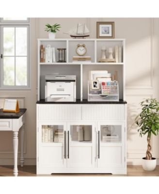 60" Kitchen Pantry Cabinet, Tall Pantry Storage Cabinet with Microwave Stand