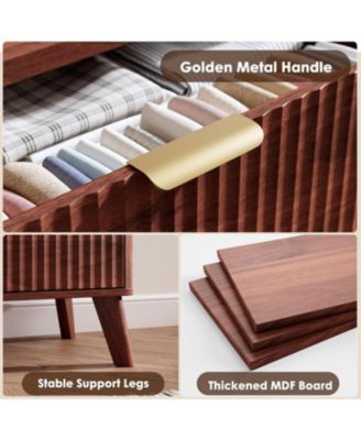 Fluted Dresser for Bedroom with 9 Deep Drawers, 60.6 in Wide Modern Chest of Drawers, Wooden Dresser TV Stand