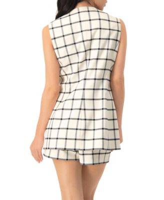 Women's Check Double Breasted Vest