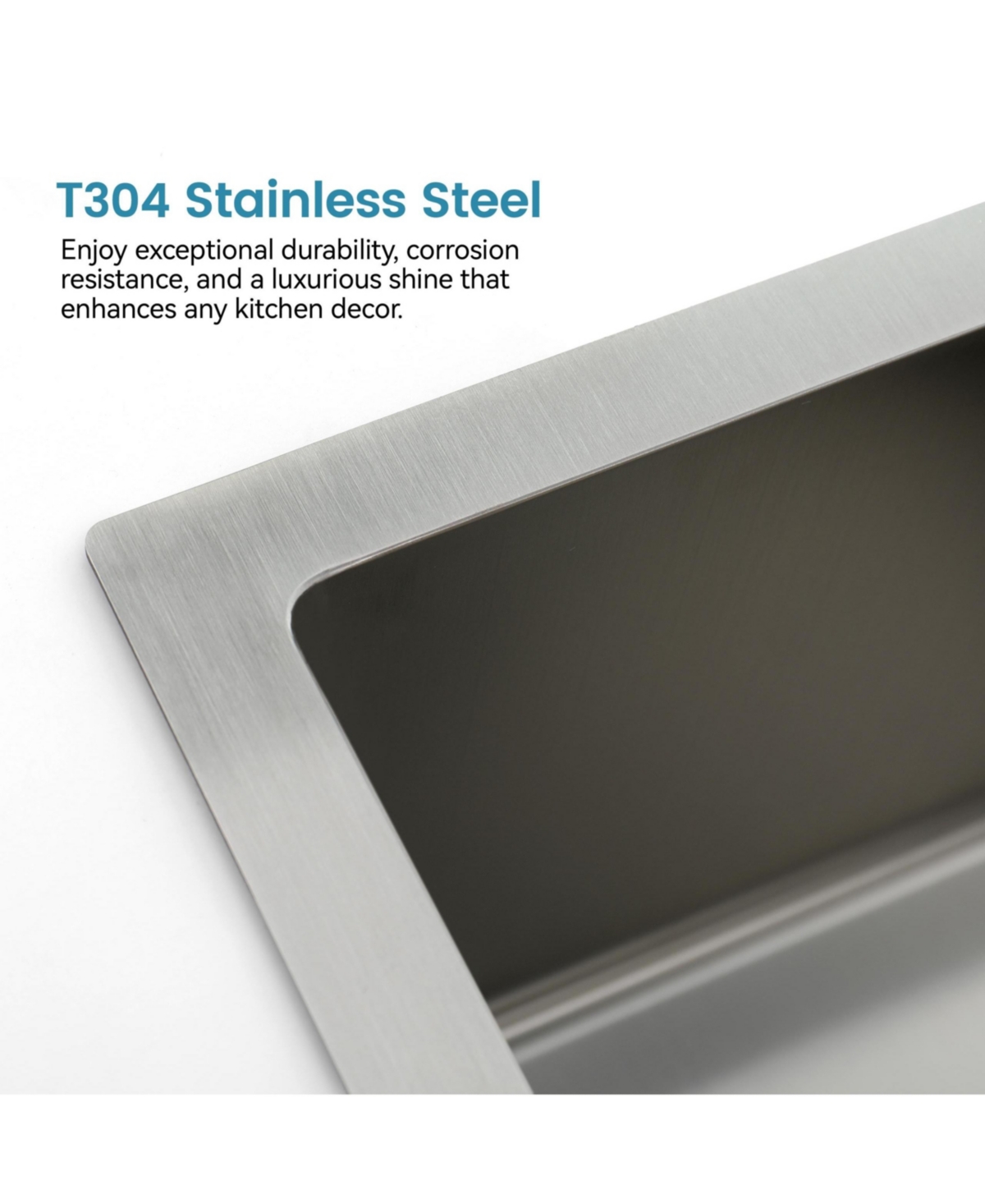 flynama 33inchx19inch Overmount Double Bowl Brushed 304 Stainless Steel Handmade Embedded Kitchen Sink Only