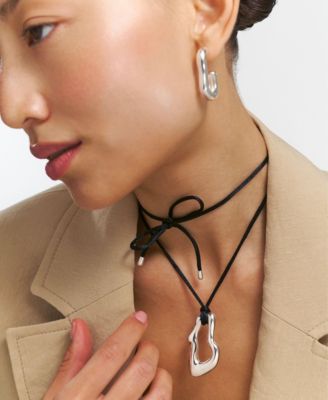 Dome Wavy Pendant with Black Cord