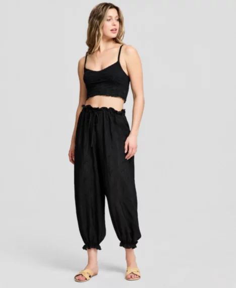 Petite Soft Set Balloon Pants - Black