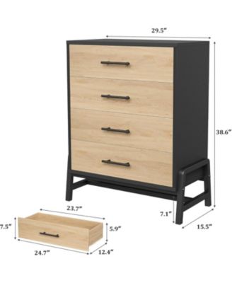 38.6" Tall 4-Drawer Freestanding Dresser, Wooden Storage Chest for Bedroom, Entryway & Living Room, Natural Oak