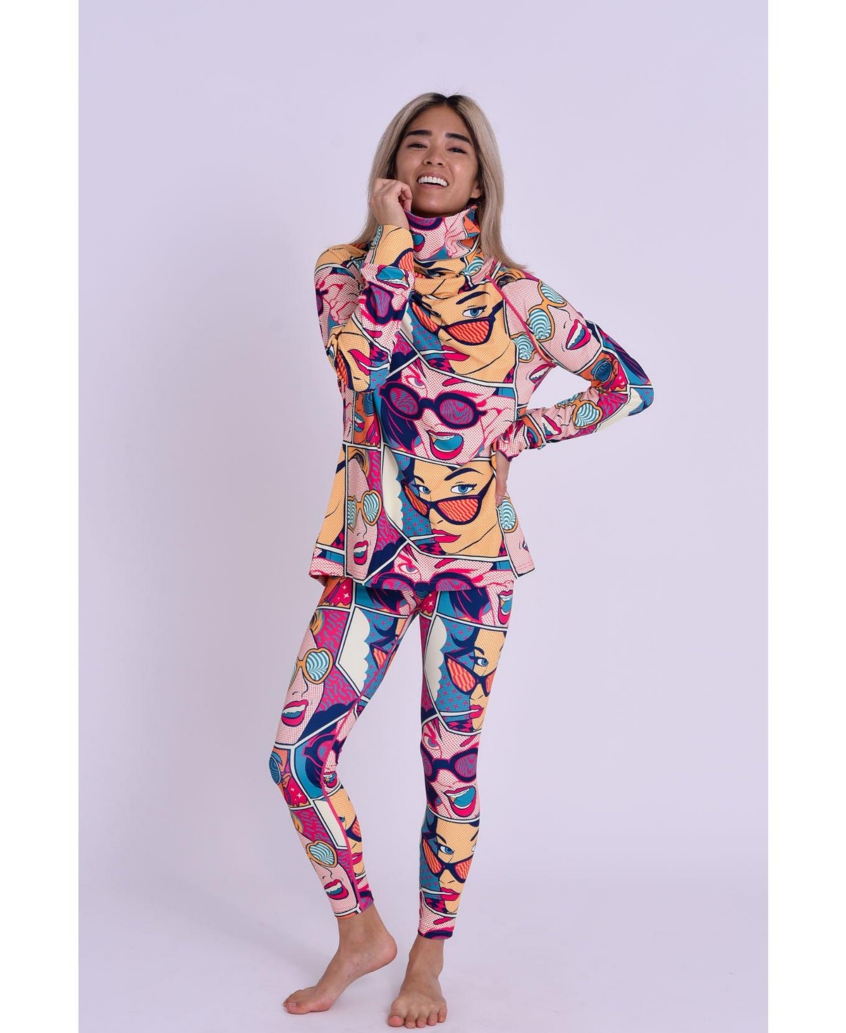 Oosc Clothing Women's High Neck Baselayer Top - Comic Book Candy