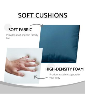 5 Piece Rattan Outdoor Sectional Conversation Set 3 Seat Couch 2 Single Chairs 2 Ottomans Bron Peacock Blue for Lawn Balcony Garden Backyard