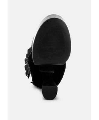 Women's Sundra Floral Applique Platform Heeled Boots