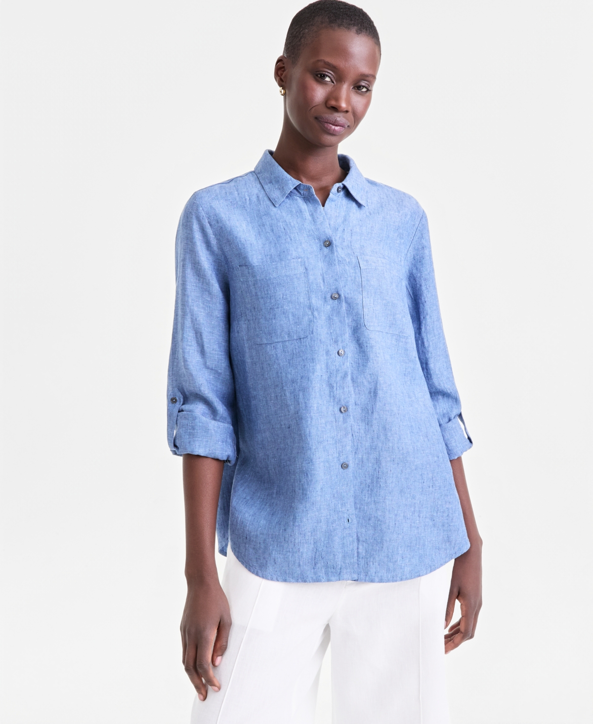 Charter Club Women's 100% Linen Shirt, Created for Macy's