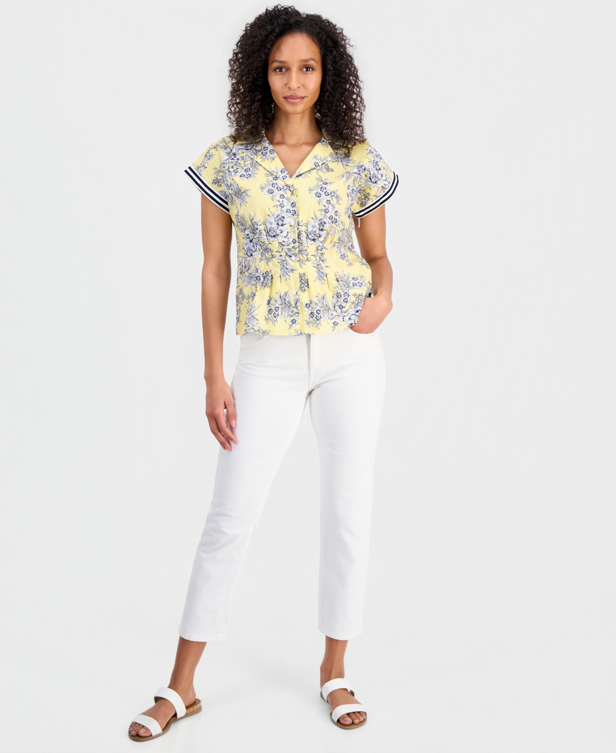 Nautica Women's Cotton Toile Button-Front Blouse
