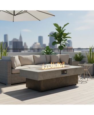 Tabletop Propane Fire Pit 56 x 23 Inch 50000 BTU Outdoor Fire Pit Table with Three Height Options for Patio Balcony