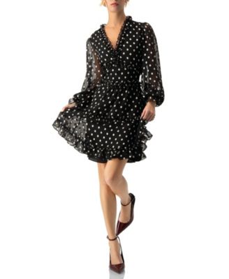 Women's Polka Dot Ruffled Short Dress