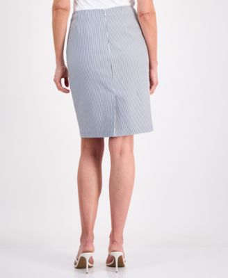 Women's Seersucker Tie-Sleeve 2 Piece Skirt Suit