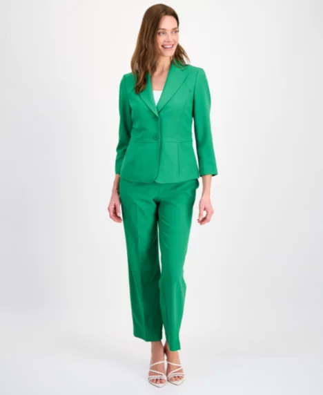 Women's Two-Button Waist-Inset Pantsuit - Verde