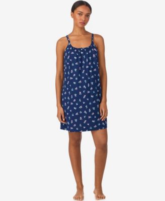 Women's Double Strap Button Neck Sleep Gown