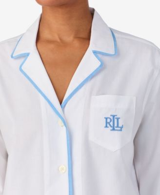 Women's 2-Piece Notch Collar Shirt and Shorts Pajama Set