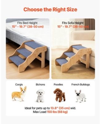 3-Step Wooden Pet Stairs for High Beds, Sofa, or Car, Non-Slip Surface, 150 lb Capacity