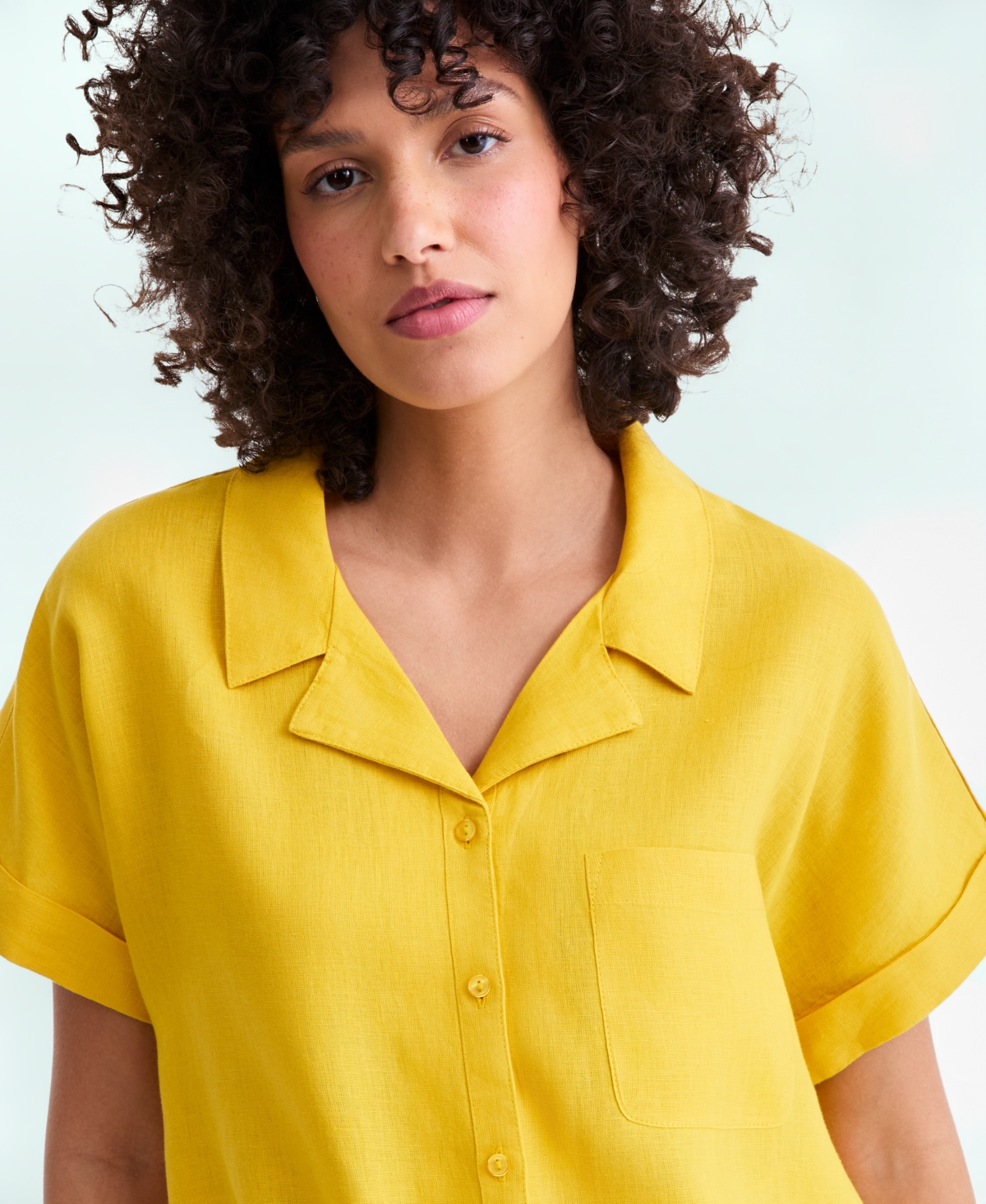 Charter Club Women's 100% Linen Tie-Front Shirt, Created for Macy's