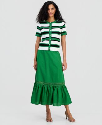 Women's Short-Sleeve Ribbed Cardigan