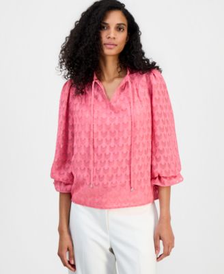 Women's Textured Tie-Neck Top