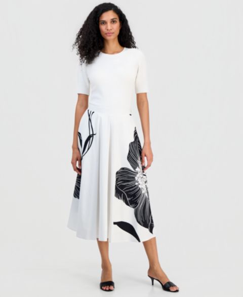 Женская юбка T Tahari Flared Midi, цвет: Spring Poppies