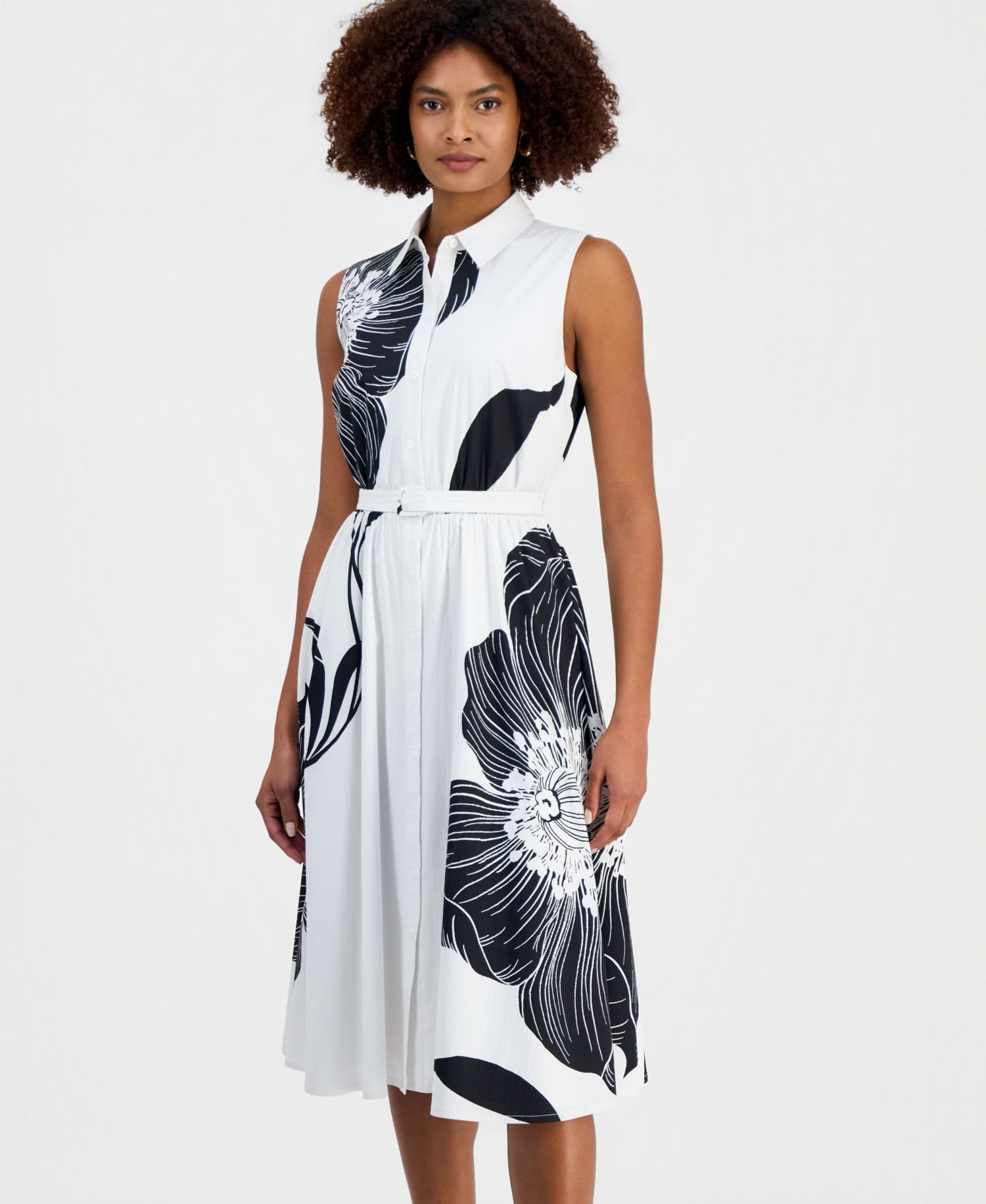 Women's Sleeveless Belted Fit & Flare Dress